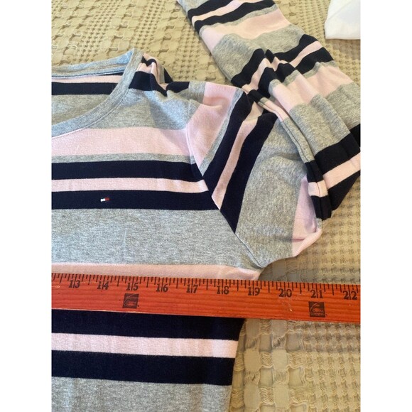 Tommy Hilfiger Top T Shirt Plus Size XL (but measures smaller) Striped Navy Pink - Picture 9 of 11